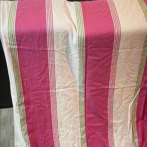 Pink and White Striped Fabric pottery barn shower curtain